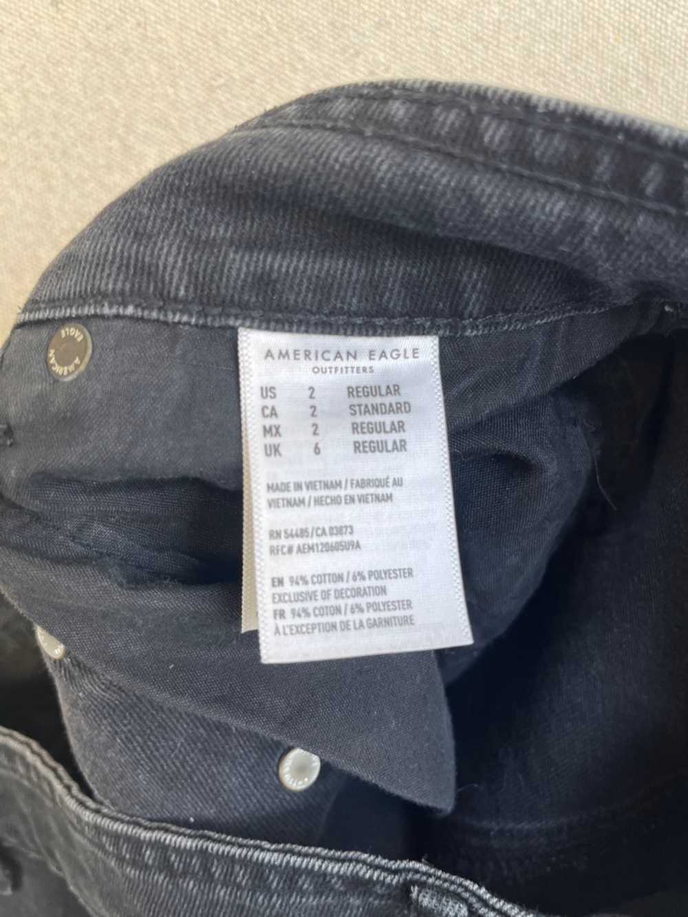 American Eagle Black Denim Button Front Mini Skirt High Rise Size 2 - Picture 8 of 11
